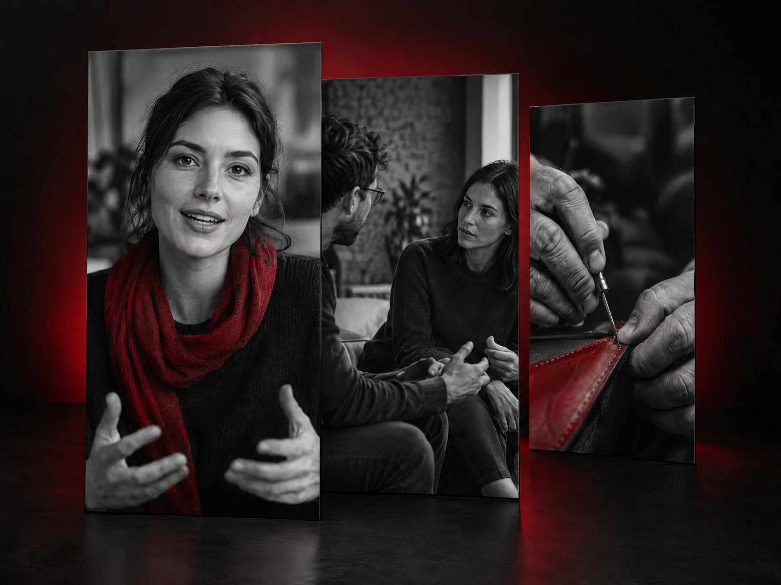 Three vertical ad frames from ESM campaigns